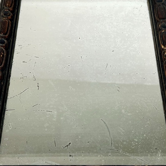 Antique Hand Carved Wood Framed Mirror Free Standing 7" x 10" Rustic Folk Art - Picture 9 of 12